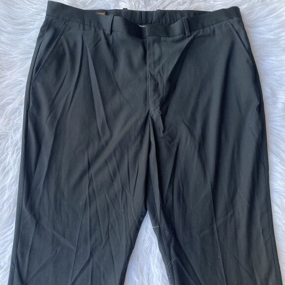 Perry Ellis City Fit Dress Pants Sz 38/30 Poly Rayon Straight Black Career Work - Picture 2 of 11